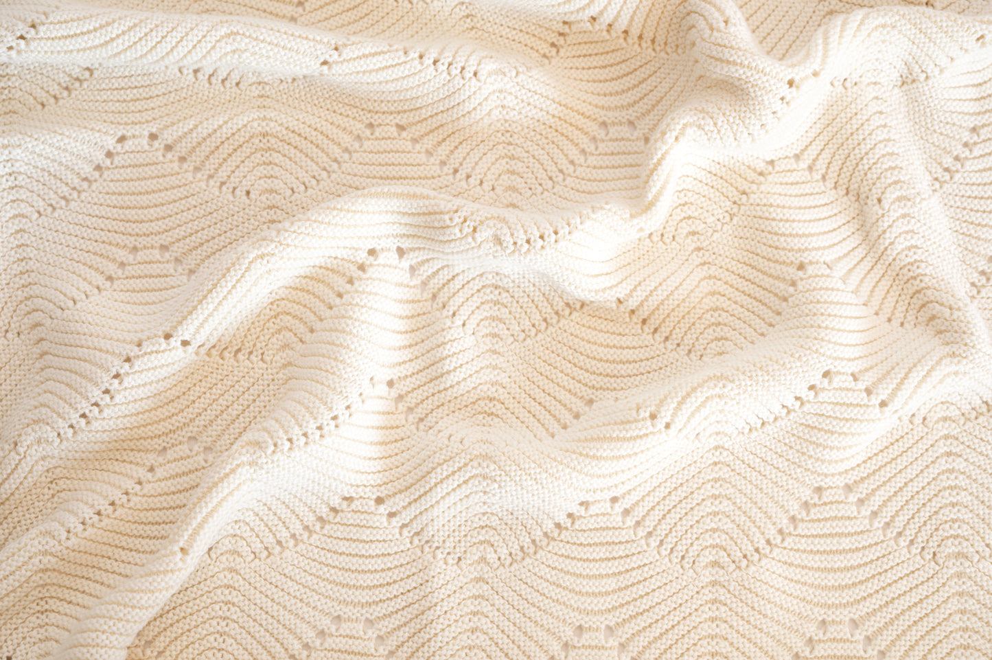 Waves Blanket - Ivory - GOTS Certified Organic Cotton