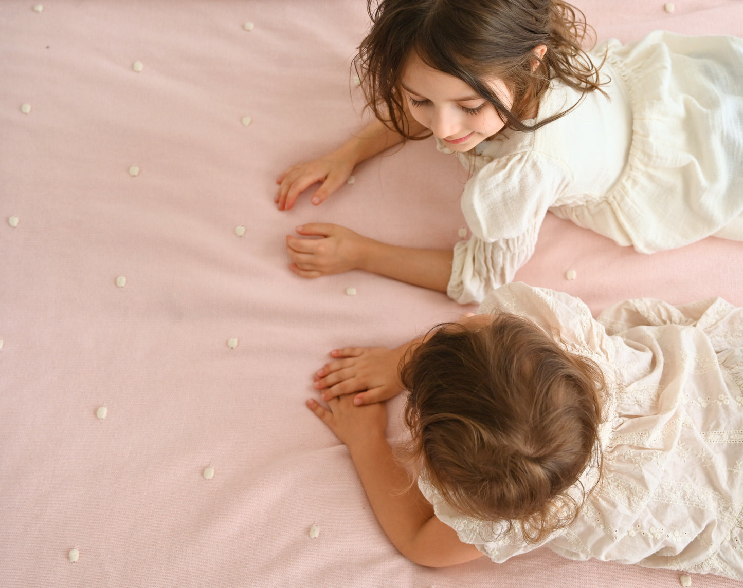 Large Polka Blanket - Pink with Ivory Dots - GOTS Certified Organic Cotton